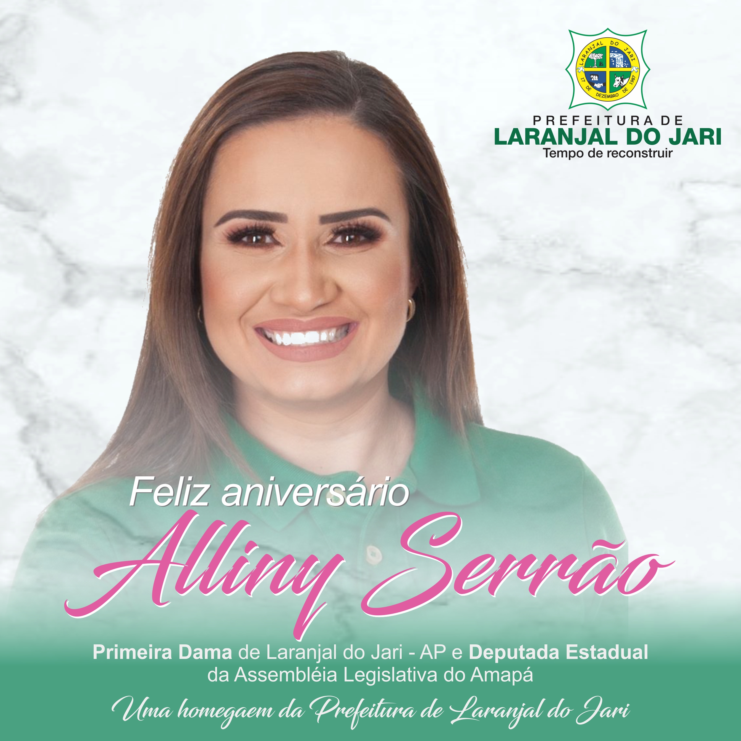 PARABÉNS: Primeira – dama – Alliny Serrão pela passagem de aniversário, dia 11 de Fevereiro. Felicidades!